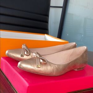 Kate Spade Metallic Gold Flats with Bow